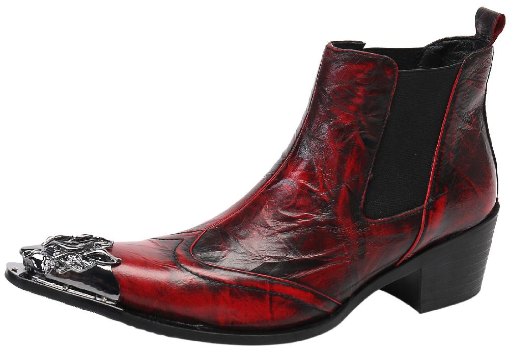 santimon Men's Fashion Patent Leather Western Boots