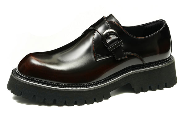 Santimon Men's Fashion Thick Sole Monk-Strap Loafers