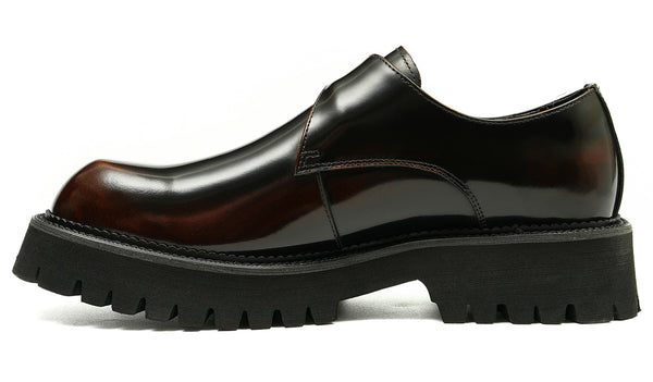 Santimon Men's Fashion Thick Sole Monk-Strap Loafers