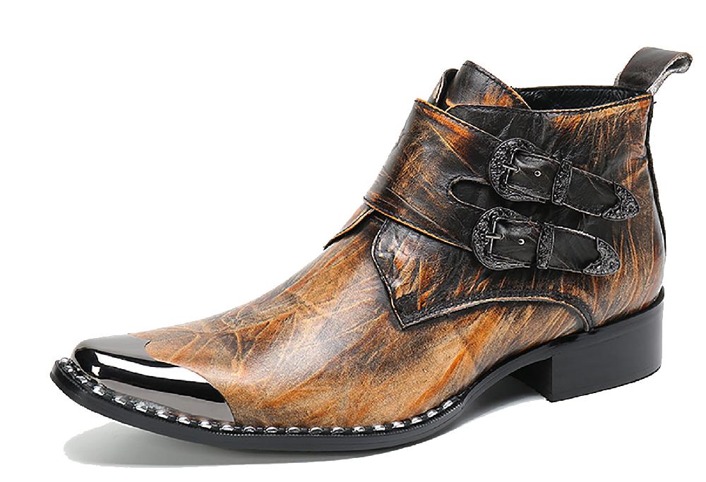 santimon Men's Fashion Western Boots Square Metal Tip
