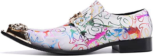 Santimon Men's Floral Graphic Print Western Loafers