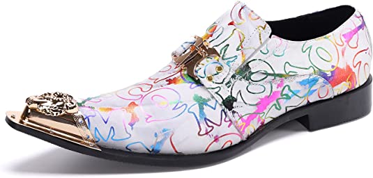 Santimon Men's Floral Graphic Print Western Loafers