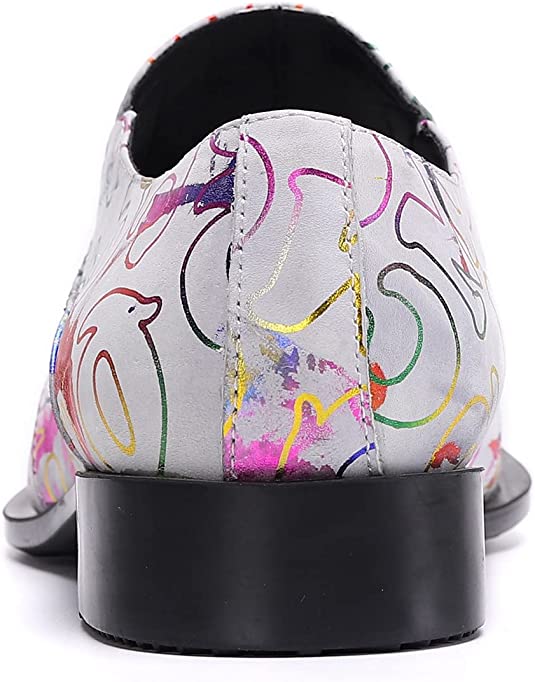 Santimon Men's Floral Graphic Print Western Loafers