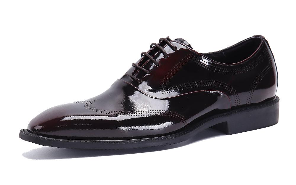 santimon Men's Formal Patent Leather Brogue Oxfords