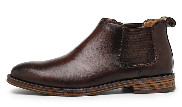 Santimon Men's Genuine Handmade Plain Toe Chelsea Boots