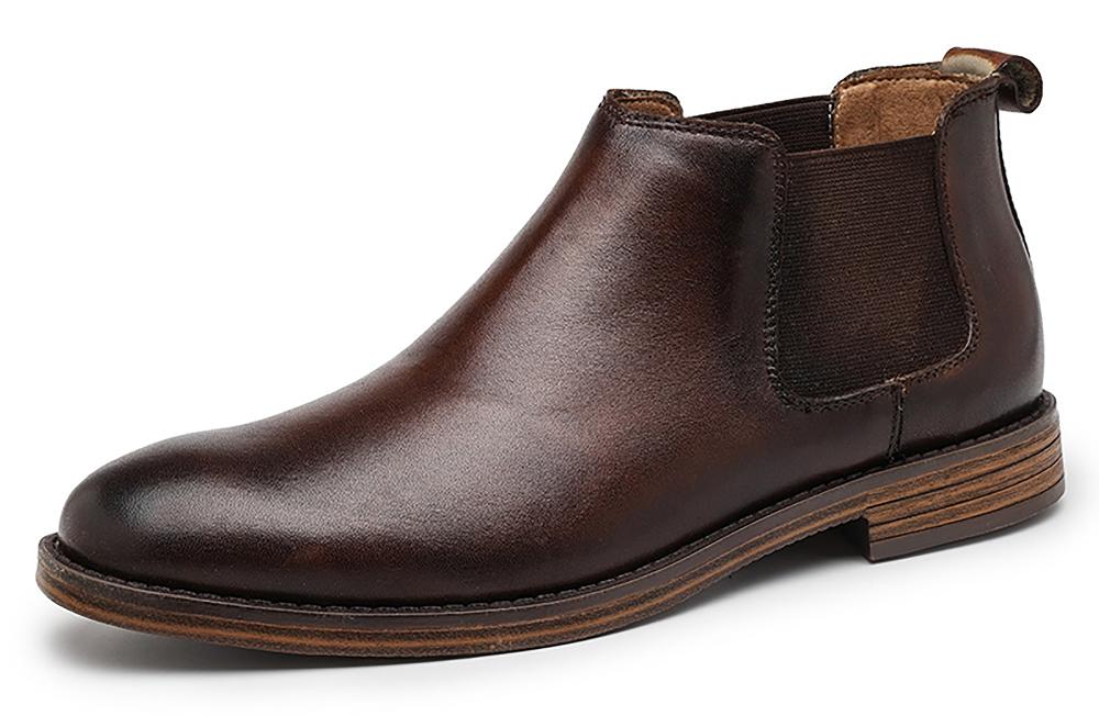 santimon Men's Genuine Handmade Plain Toe Chelsea Boots