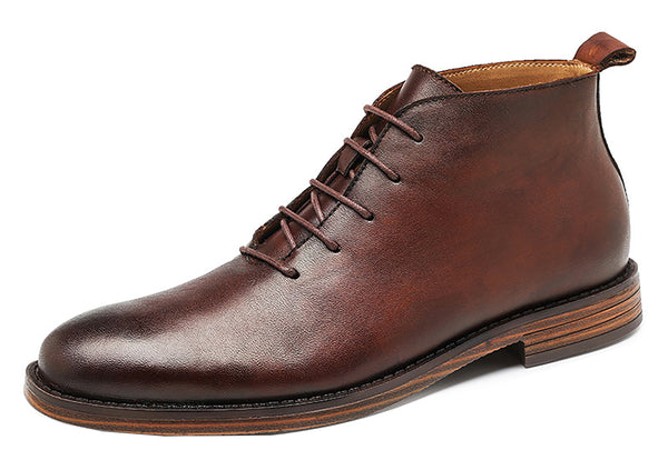 Santimon Men's Genuine Handmade Plain Toe Chukka Derby Boots