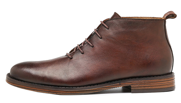 Santimon Men's Genuine Handmade Plain Toe Chukka Derby Boots