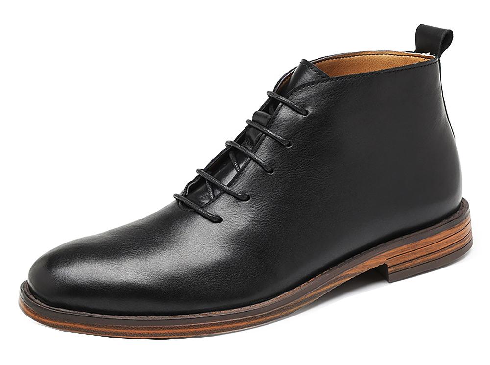 santimon Men's Genuine Handmade Plain Toe Chukka Derby Boots