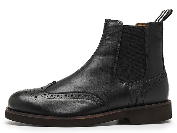 Santimon Men's Genuine Handmade Wingtips Brogues Chelsea Boots