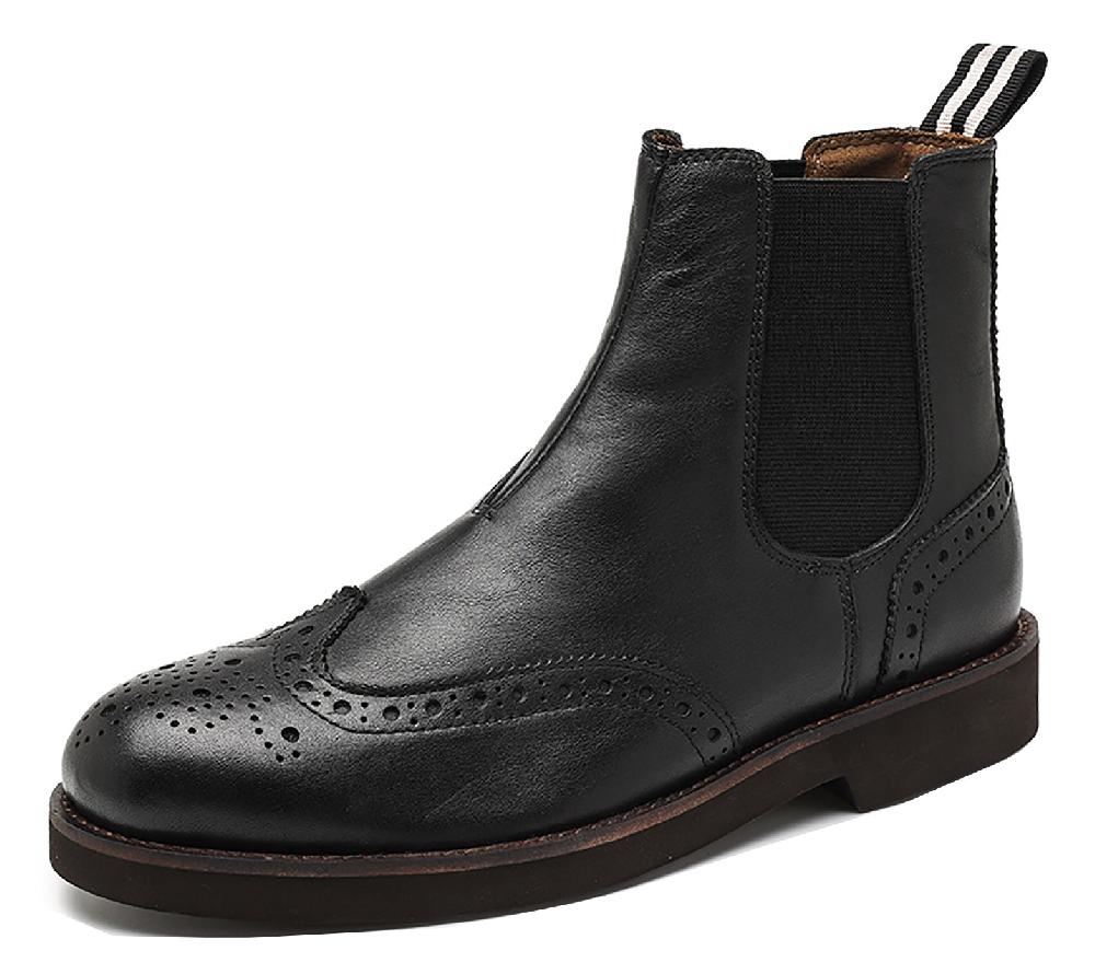 santimon Men's Genuine Handmade Wingtips Brogues Chelsea Boots