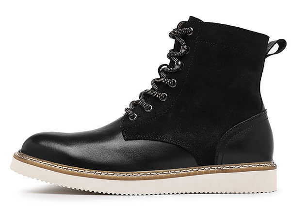 Santimon Men's Genuine Leather Lace Up Casual Dress Boots