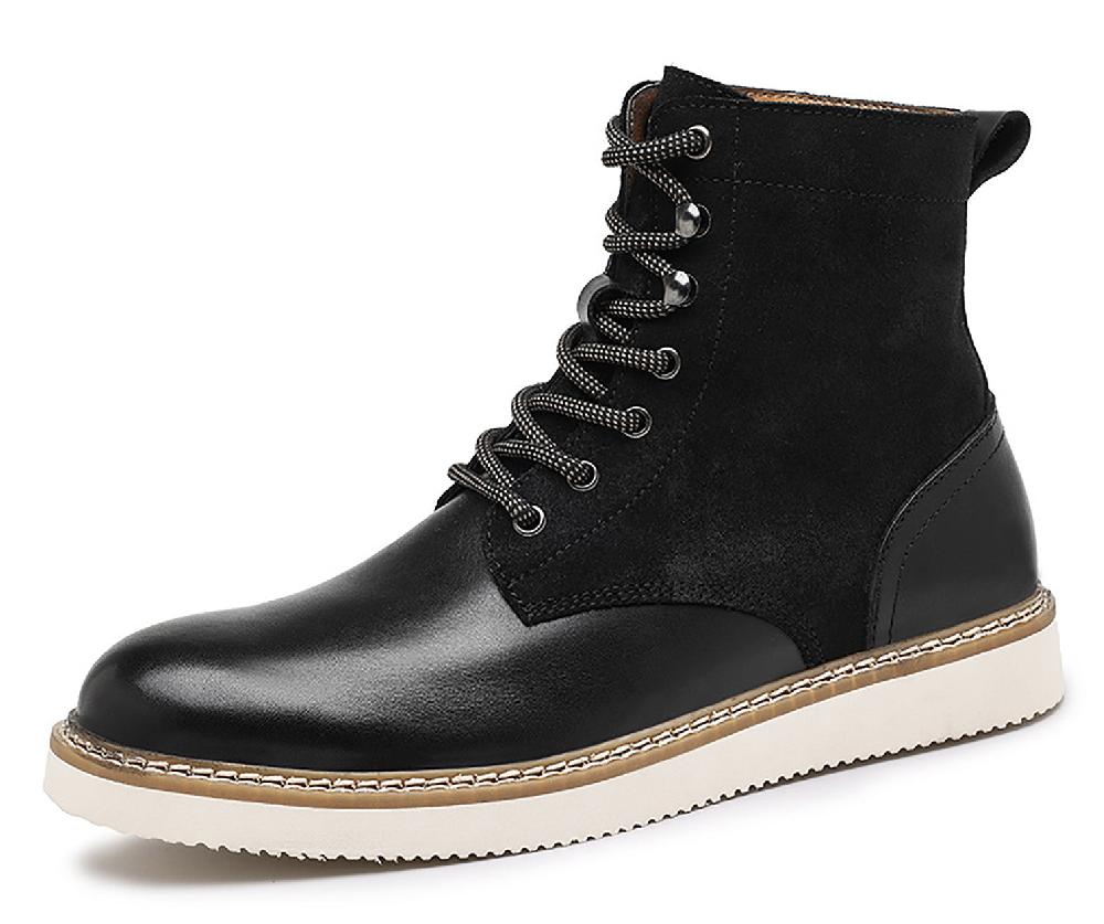 santimon Men's Genuine Leather Lace Up Casual Dress Boots