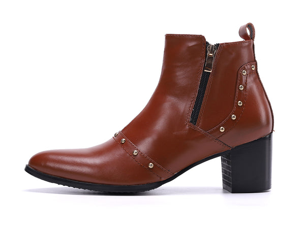 Santimon Men's Genuine Leather Pointed Toe Western Boots