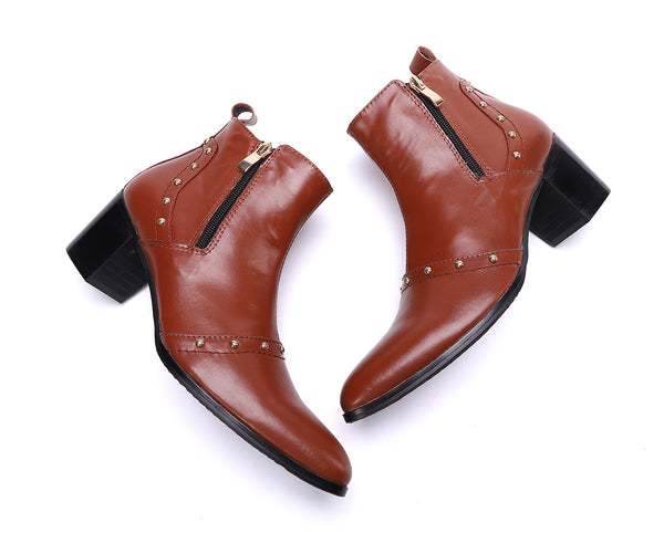 Santimon Men's Genuine Leather Pointed Toe Western Boots