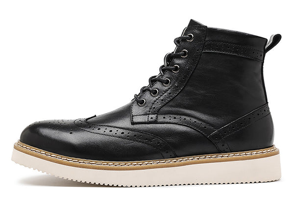 Santimon Men's Genuine Leather Wingtips Brogues Derby Boots