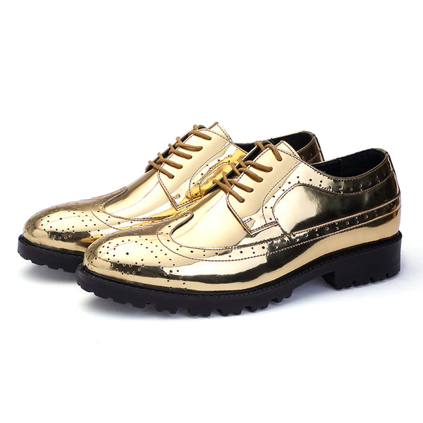 Santimon Men's Glitter Lace-up Metallic Oxfords Shoes
