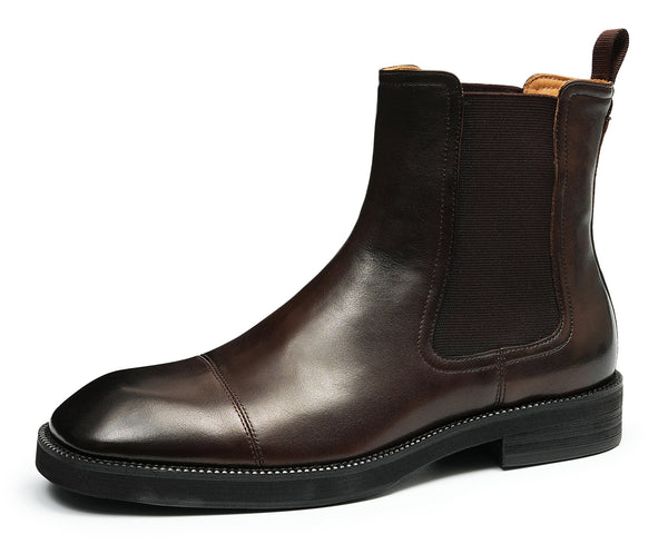 Santimon Men's Handmade Dress Cap Toe Chelsea Boots