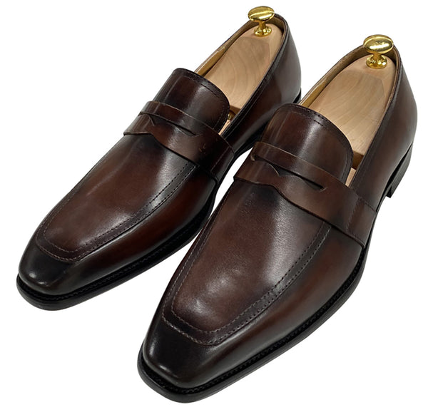 Santimon Men's Handmade Dress Formal Silp On Penny Loafers
