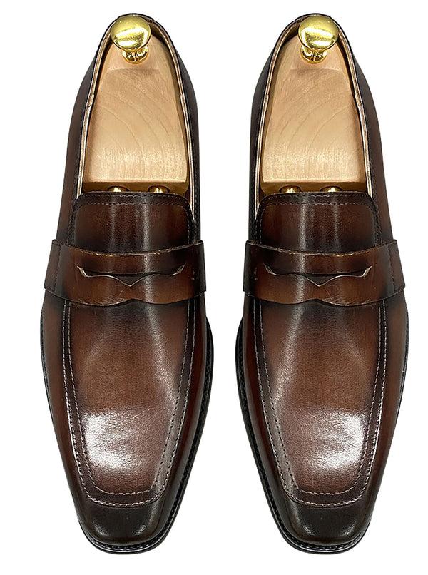 Santimon Men's Handmade Dress Formal Silp On Penny Loafers