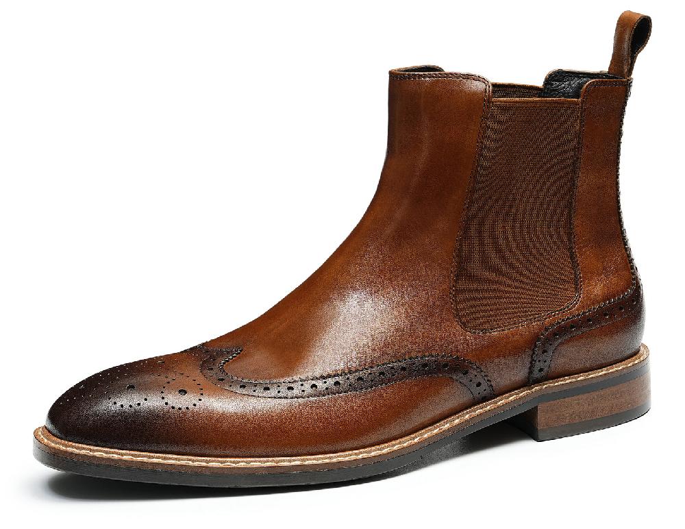 santimon Men's Handmade Dress Wingtips Brogues Chelsea Boots