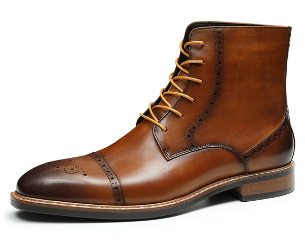 Santimon Men's Handmade Dress Wingtips Brogues Oxfords Boots