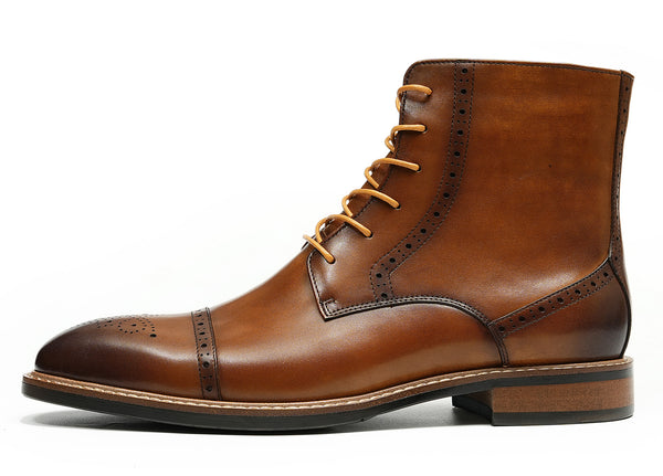 Santimon Men's Handmade Dress Wingtips Brogues Oxfords Boots