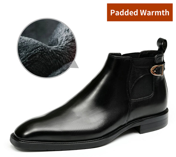 Santimon Men's Handmade Formal Buckle Chelsea Boots