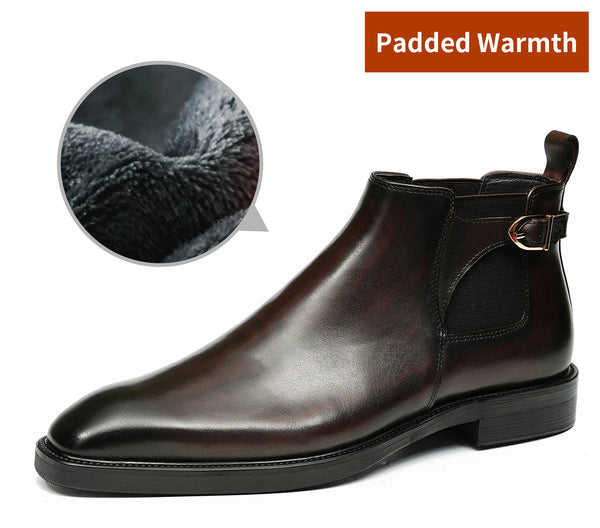 Santimon Men's Handmade Formal Buckle Chelsea Boots