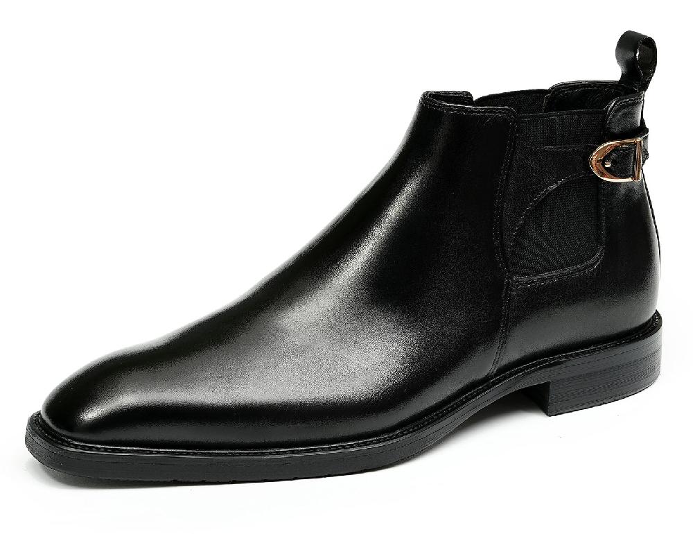 santimon Men's Handmade Formal Buckle Chelsea Boots