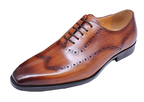 Santimon Men's Handmade Formal Plain Toe Wingtips Brouges Oxfords