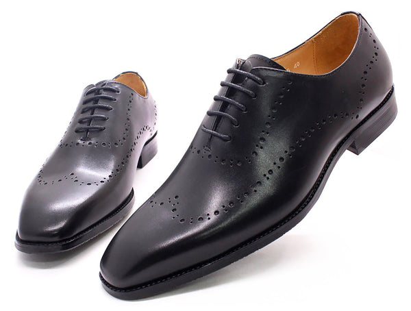 Santimon Men's Handmade Formal Plain Toe Wingtips Brouges Oxfords
