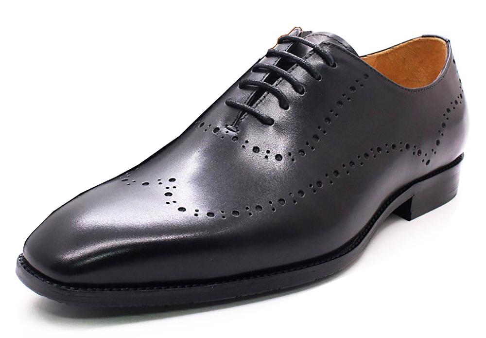 santimon Men's Handmade Formal Plain Toe Wingtips Brouges Oxfords