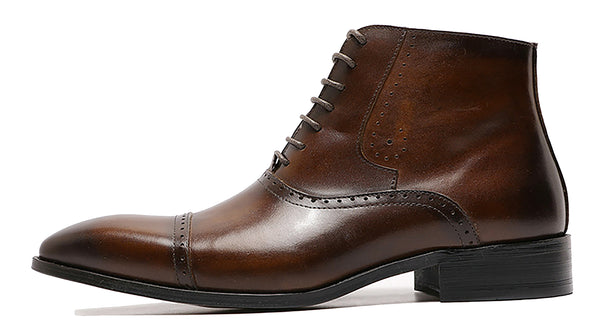 Santimon Men's Handmade Semi Brogues Dress Oxfords Boots