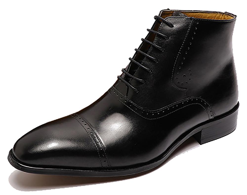 santimon Men's Handmade Semi Brogues Dress Oxfords Boots