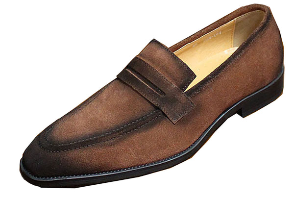 Santimon Men's Handmade Suede Silp On Penny Loafers