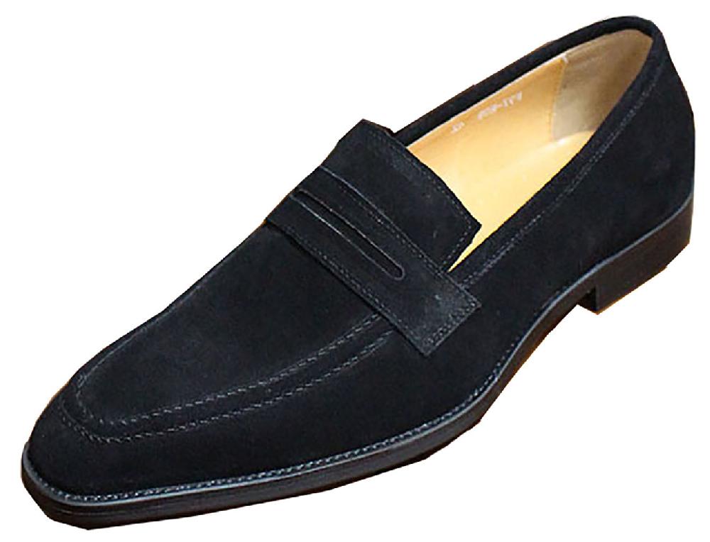 santimon Men's Handmade Suede Silp On Penny Loafers