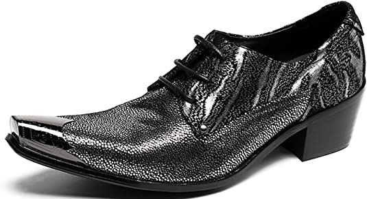 Santimon Men’s High Cuban Heel Shiny Dance Western Derby