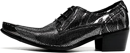 Santimon Men’s High Cuban Heel Shiny Dance Western Derby