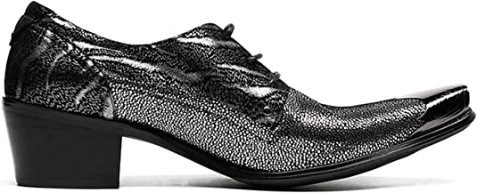 Santimon Men’s High Cuban Heel Shiny Dance Western Derby