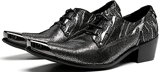 santimon Men’s High Cuban Heel Shiny Dance Western Derby