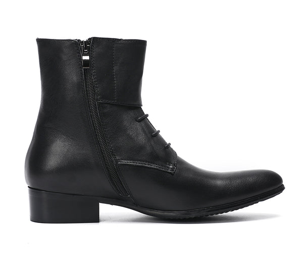 Santimon Men's Lace-Up Buckle Leather Western Boots