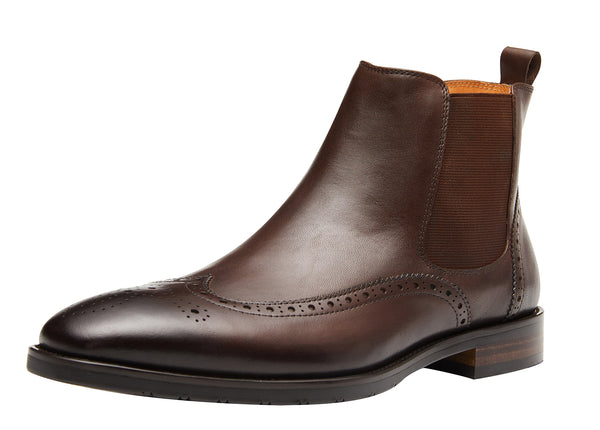 Santimon Men's Leather Fashion Classic Chelsea Boots