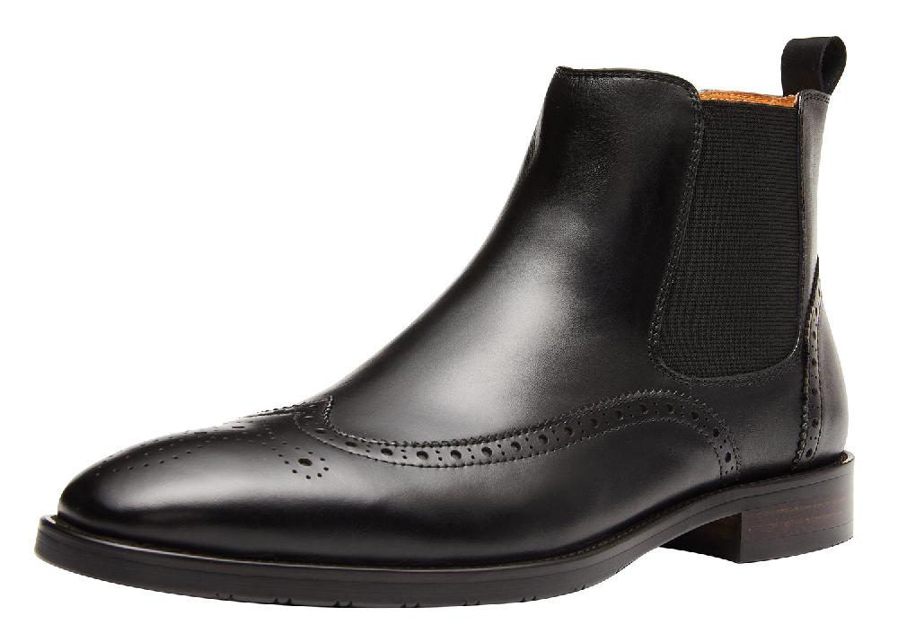 santimon Men's Leather Fashion Classic Chelsea Boots