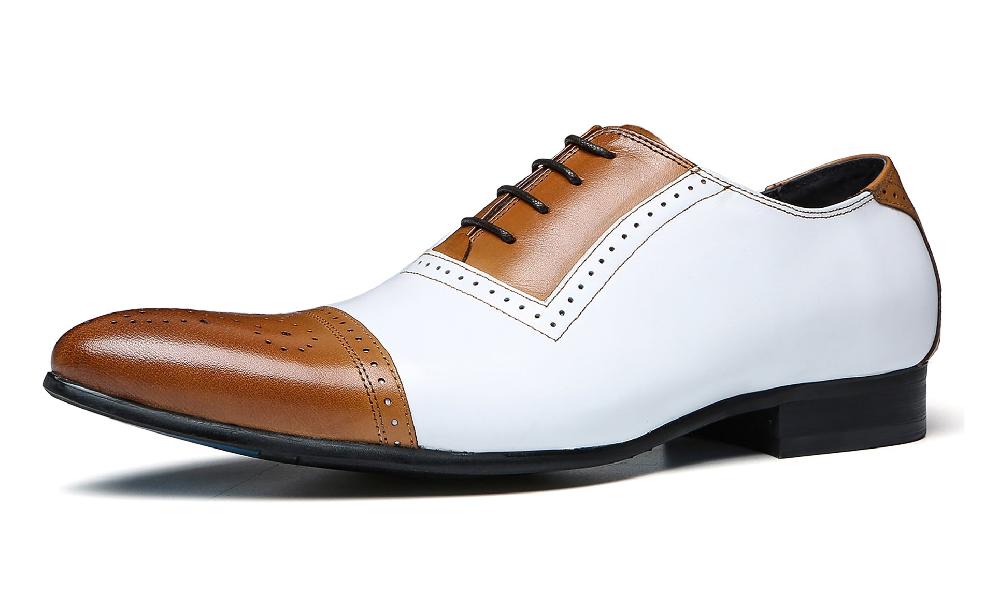 santimon Men's Leather Formal Brogues Oxfords Shoes