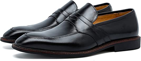 Santimon Men‘s Leather Penny Loafers Black Brown Blue