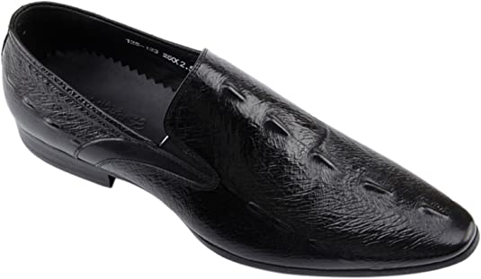 Santimon Men's Leather Slip On Dress Loafer In Black Pointed Toe