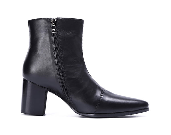 Santimon Men's Leather Western Boots Zipper Pointed Toe