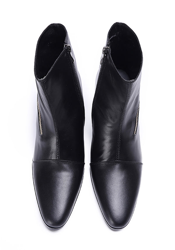 Santimon Men's Leather Western Boots Zipper Pointed Toe