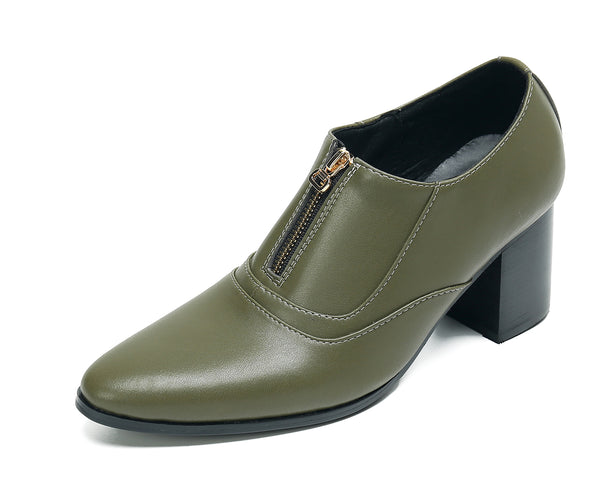 Santimon Men's Low Cap Zipper Leather Opera Pumps Boots